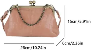Kiss Lock Purses and Handbags Women's Vintage Purse Retro Crossbody Shoulder Bag Trendy Evening Bag PU Leather Clutch Tote