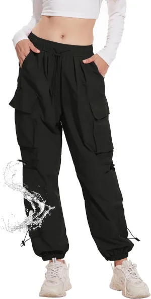 Kisswow Womens Cargo Pants Baggy Parachute Pants Women Quick Dry Joggers Waterproof Hiking Pants