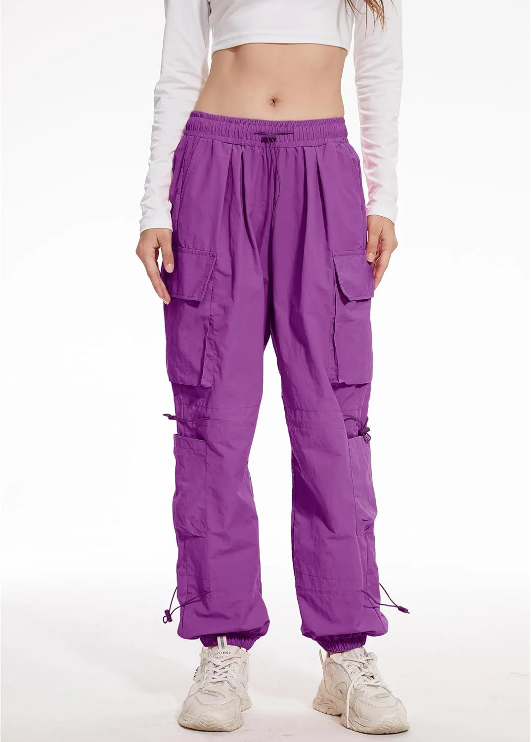 Kisswow Womens Cargo Pants Baggy Parachute Pants Women Quick Dry Joggers Waterproof Hiking Pants