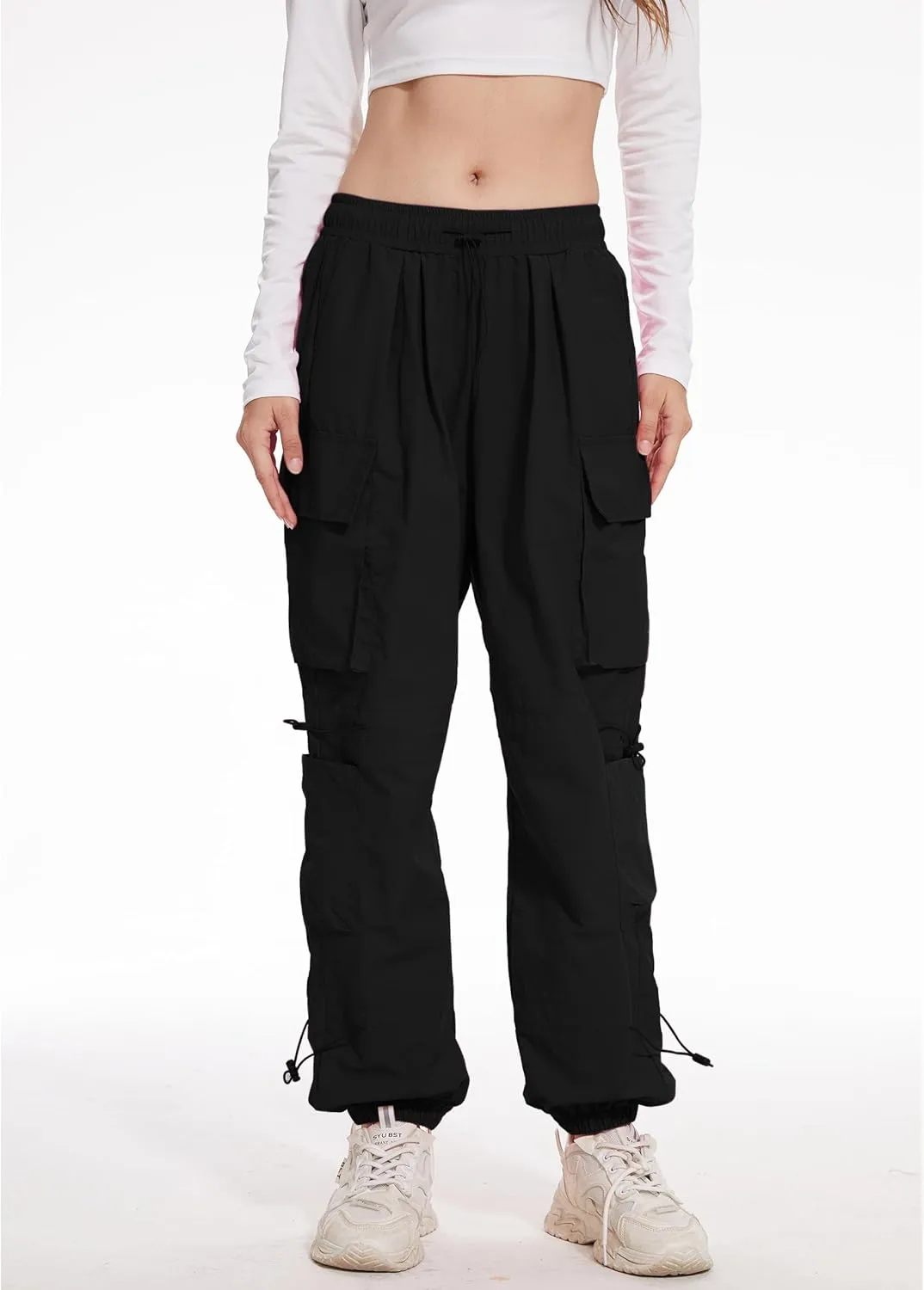 Kisswow Womens Cargo Pants Baggy Parachute Pants Women Quick Dry Joggers Waterproof Hiking Pants