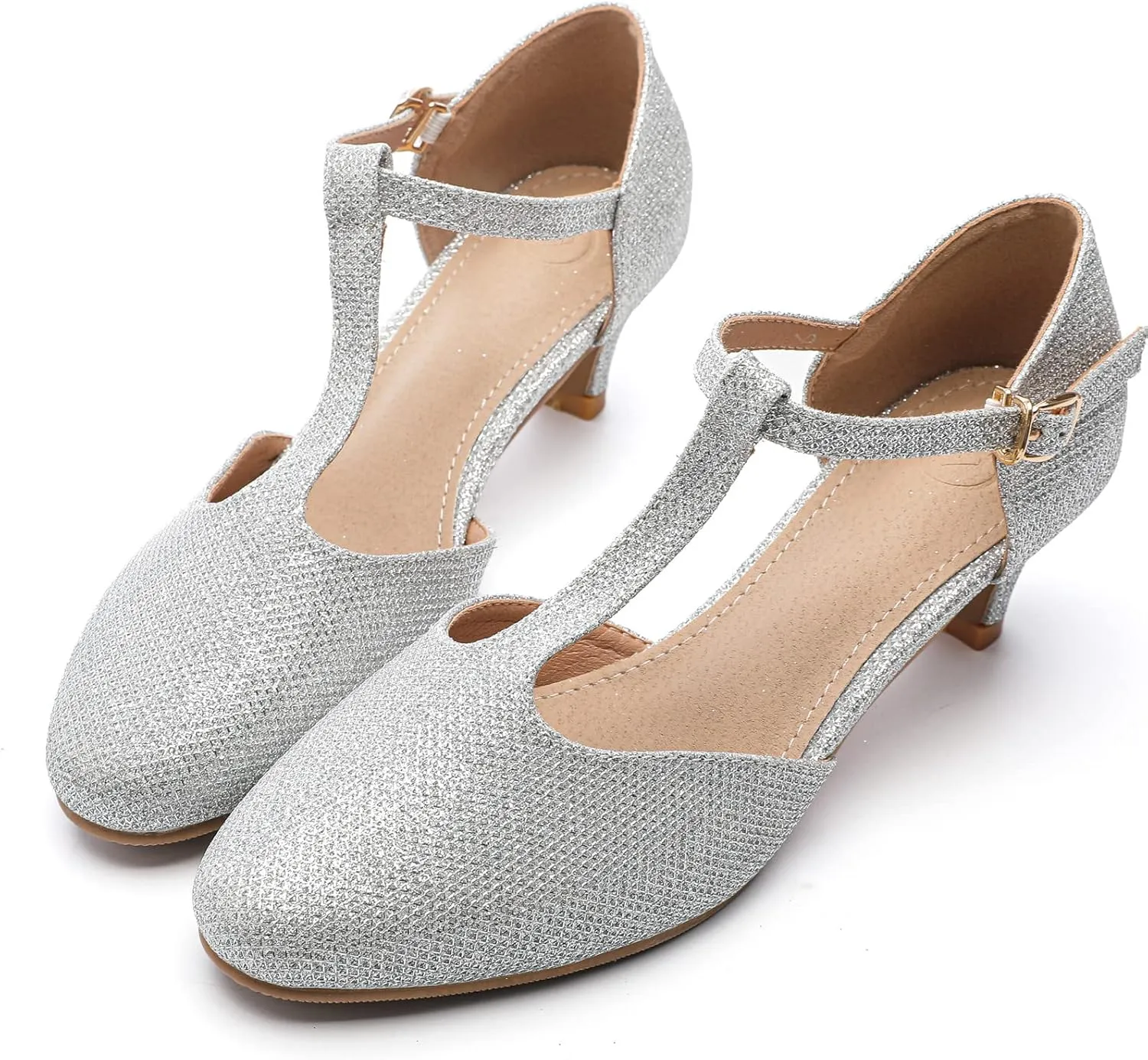 kkdom Women's Closed Toe T-Strap Low Heel Mary Jane Pumps Wedding Dress Shoes