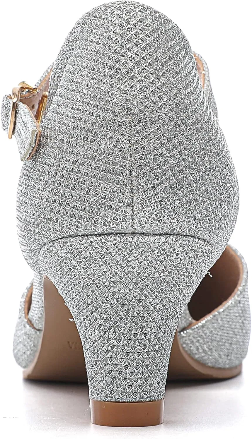 kkdom Women's Closed Toe T-Strap Low Heel Mary Jane Pumps Wedding Dress Shoes