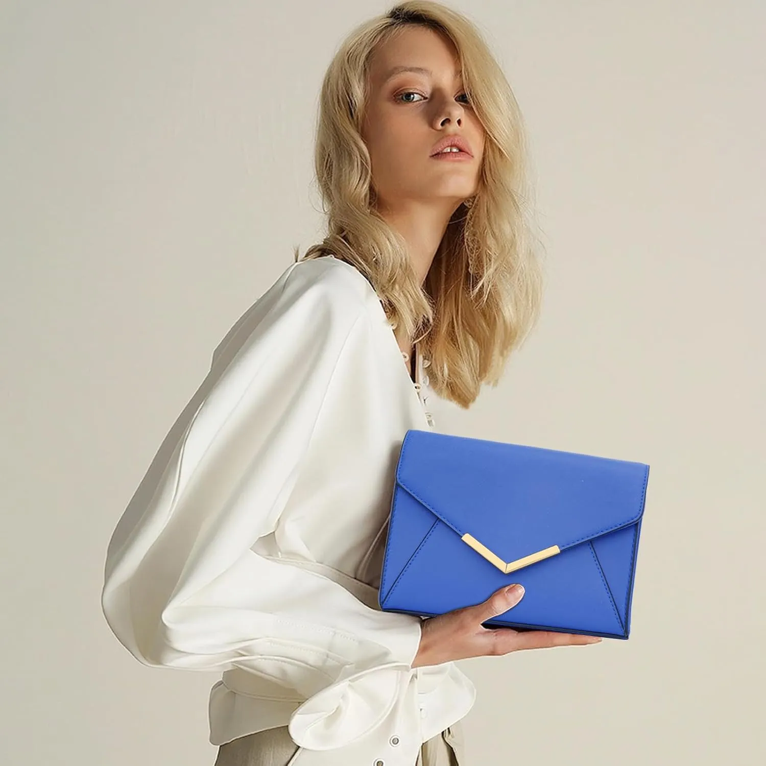 KKXIU Women Elegant Faux Leather Evening Envelope Clutch Purse Foldover Bags for Party Wedding Prom