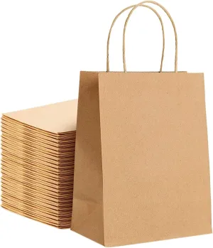 Kraft Paper Bags with Twisted Handles-13x7x17 inches, Bulk Multiuse Solid Print Bags, Perfect for Any Occasion, 50 Pack, Brown