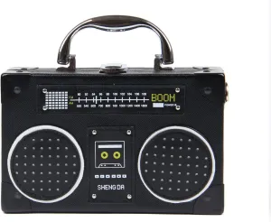 KUANG! Women Retro Radio Shaped Clutch Hundred Dollar Bill Box Shoulder Bag Elegant Evening Crossbody Handbag