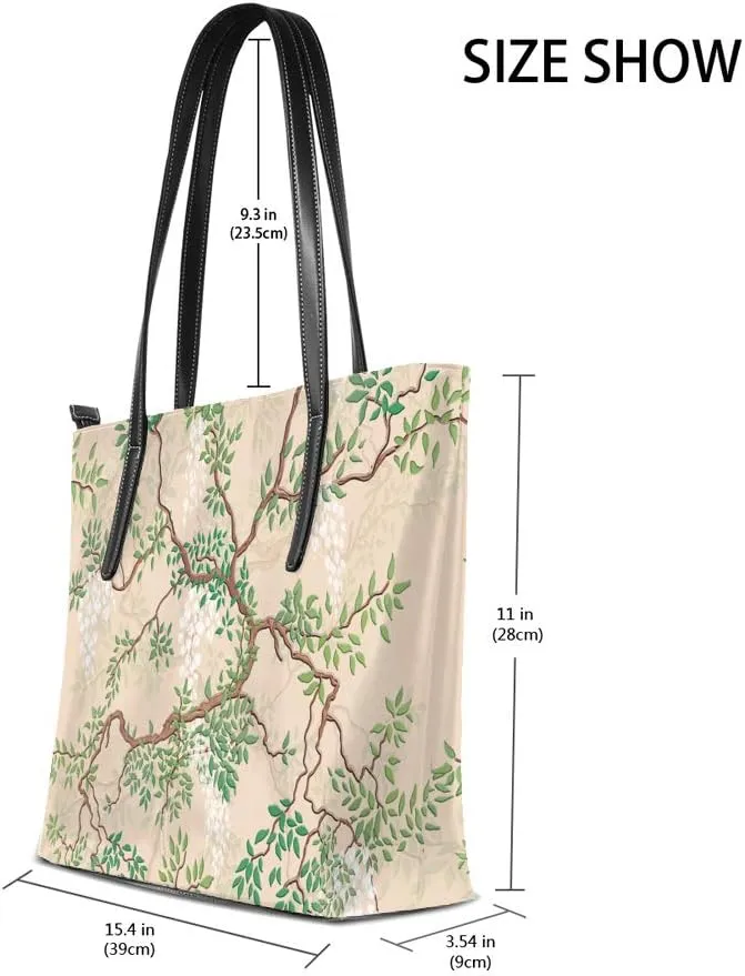 Kuizee Shoulder Tote Bags For Women Handbags PU Leather Decoration Casual School Shopping 15.7In