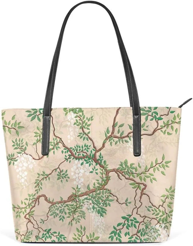 Kuizee Shoulder Tote Bags For Women Handbags PU Leather Decoration Casual School Shopping 15.7In