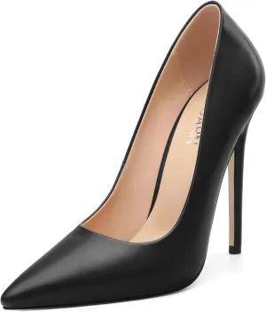 KUOARN Heels for Women Stiletto High Heel Pointed Closed Toe 4.7 Inch Slip on Pumps Sexy Dating Party Evening Dress Shoes