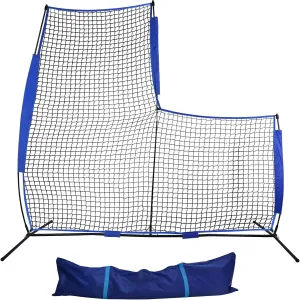 L Screen Baseball Protector Net-7X7FT, Softball Pitching Screen for Batting Cage, Durable Baseball Training Net, Fiberglass Rod Support Pitch Training Ball Accessory with Carry Bag