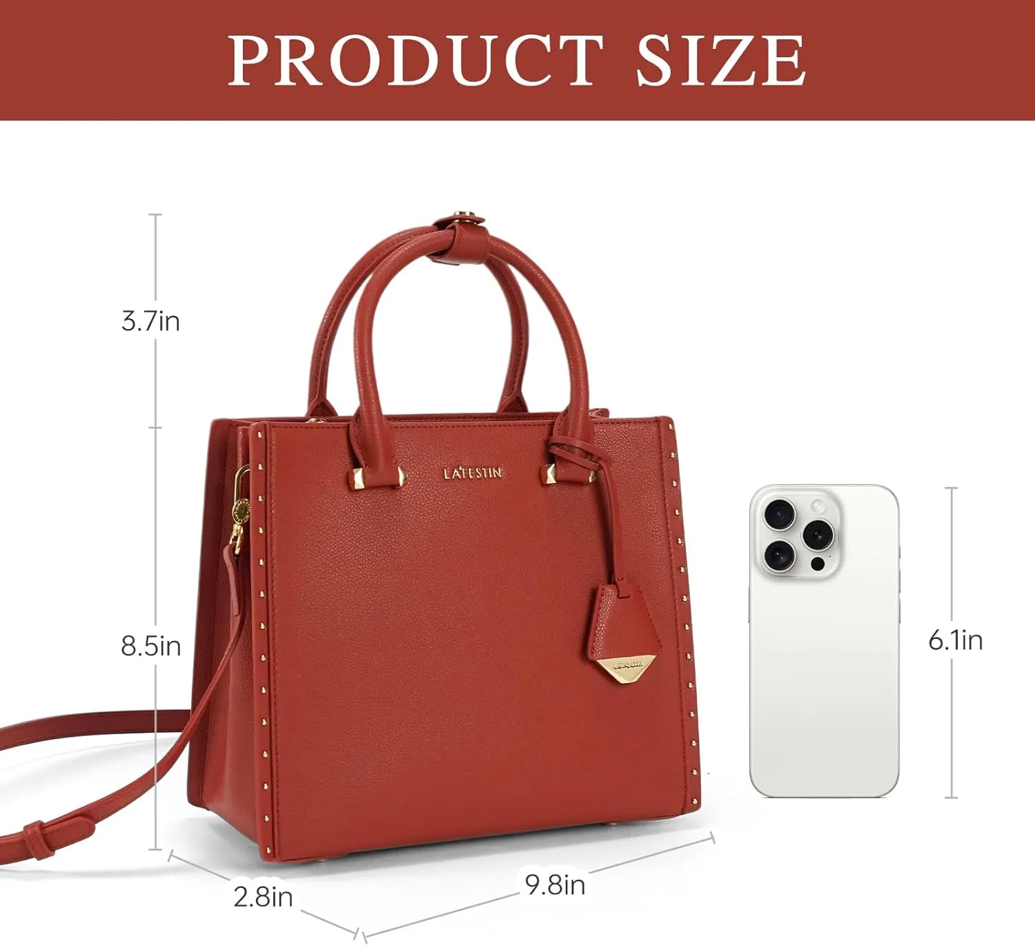 LA FESTIN Designer Leather Handbag for Women - Small Crossbody Purse with Top Handle and Adjustable Strap