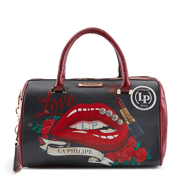 La Philipe Lp1020 16 Red Lips Handbag Women’s Pu Leather