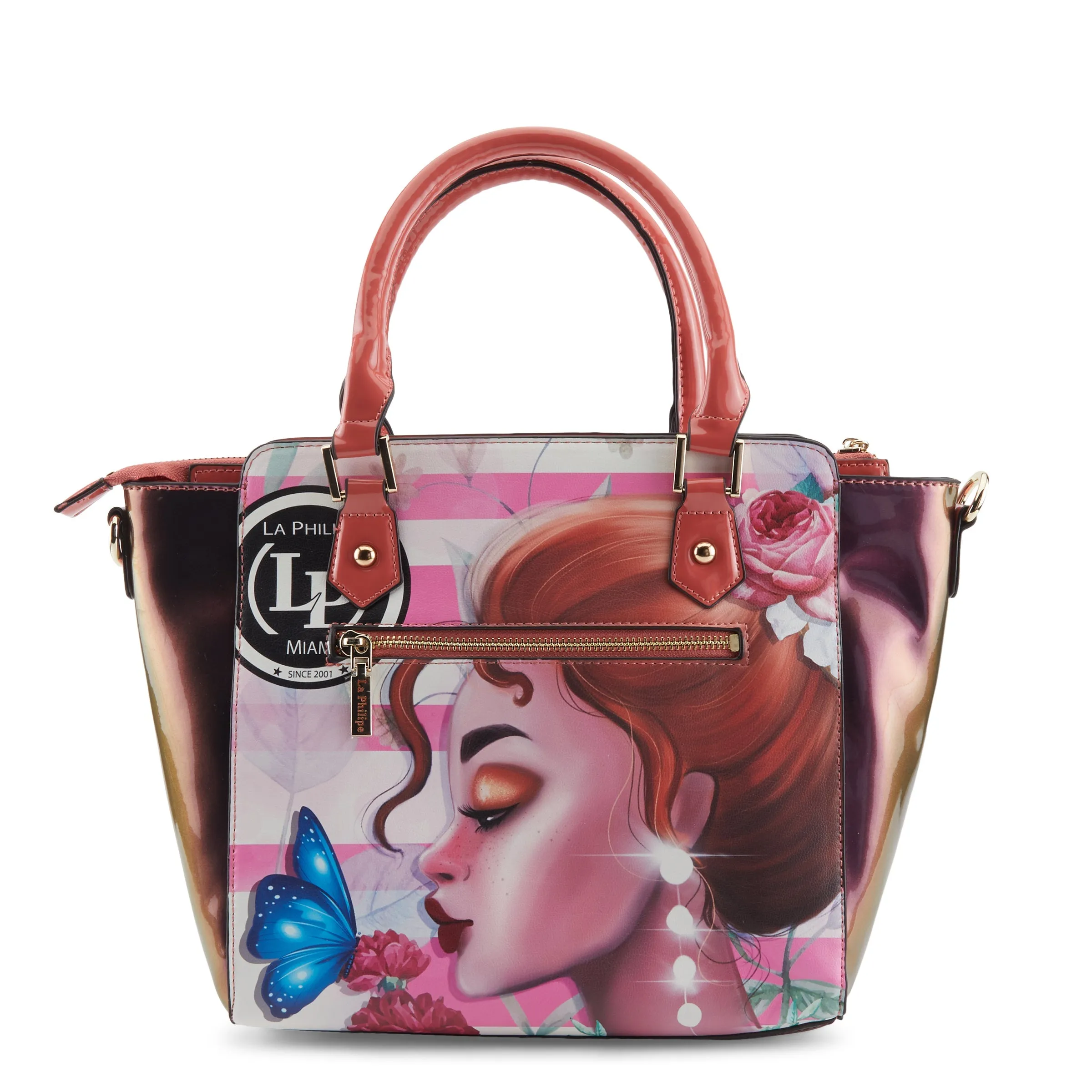 La Philipe Lp1022 14 Pink Beauty Handbag Satchel Pu Leather