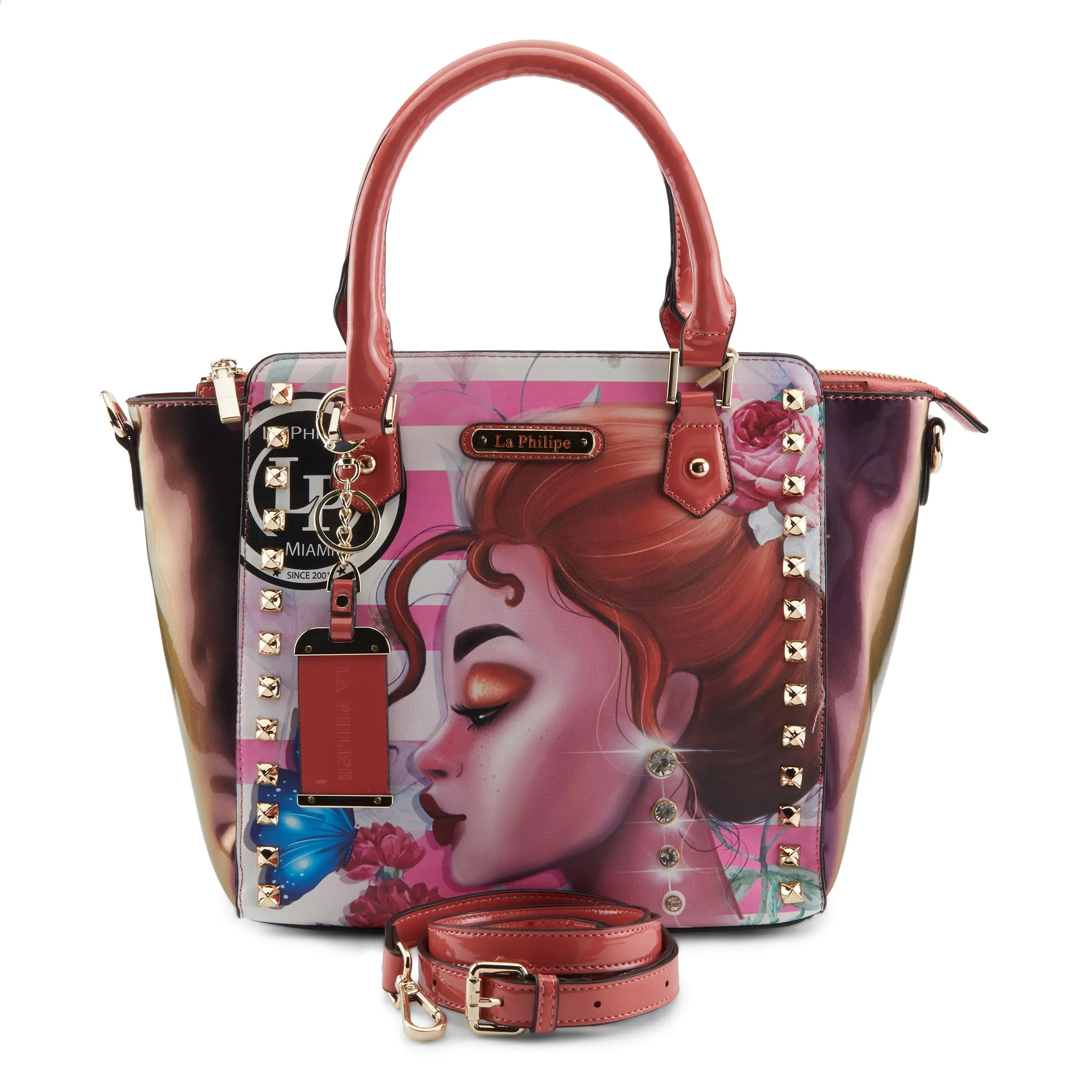 La Philipe Lp1022 14 Pink Beauty Handbag Satchel Pu Leather