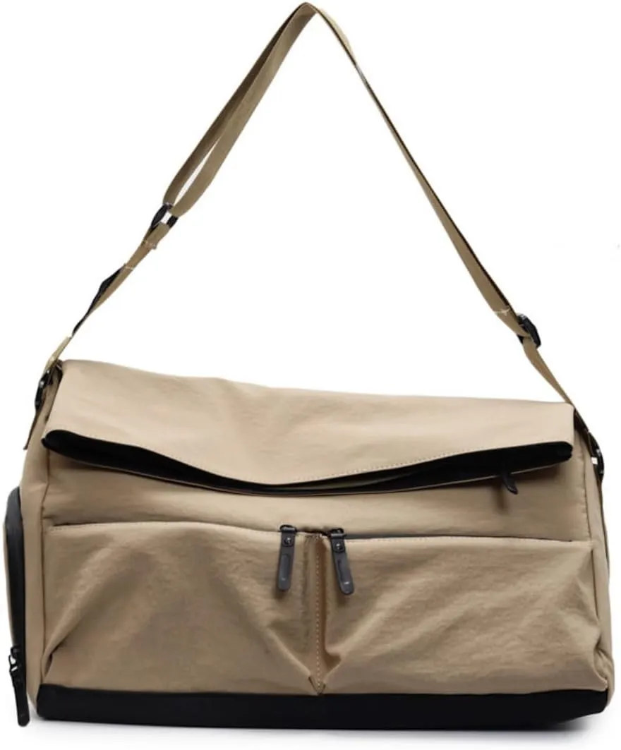 Ladies' fitness bags， travel luggage bag, quilted leisure day bags, weekend overnight bag, organizer's travel luggage 31L handbag, laptop to carry with you (khaki)
