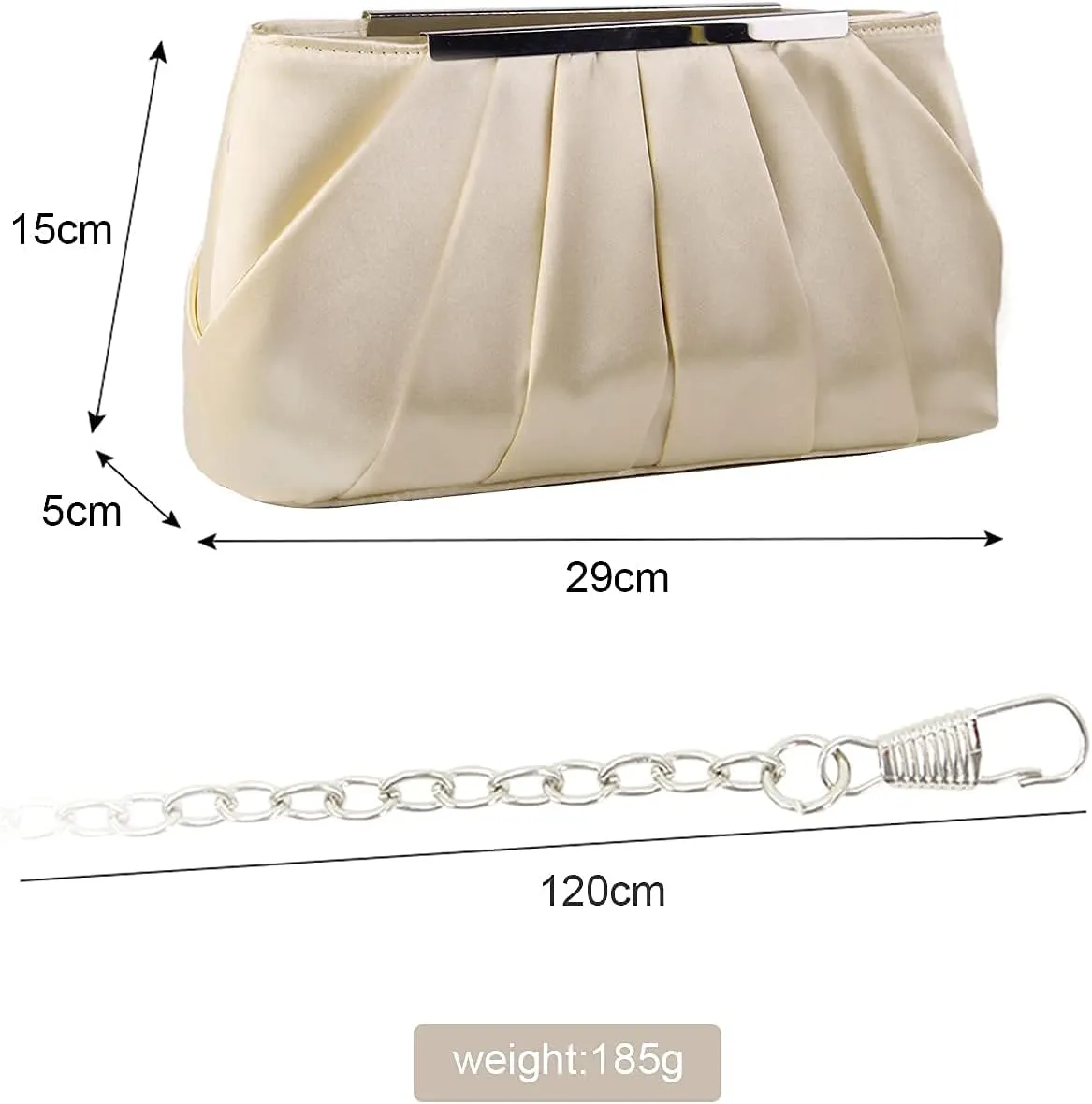 Lanpet Women's Satin Evening Clutch Bag Elegant Pleated Formal Handbag Simple Classic Purse for Women