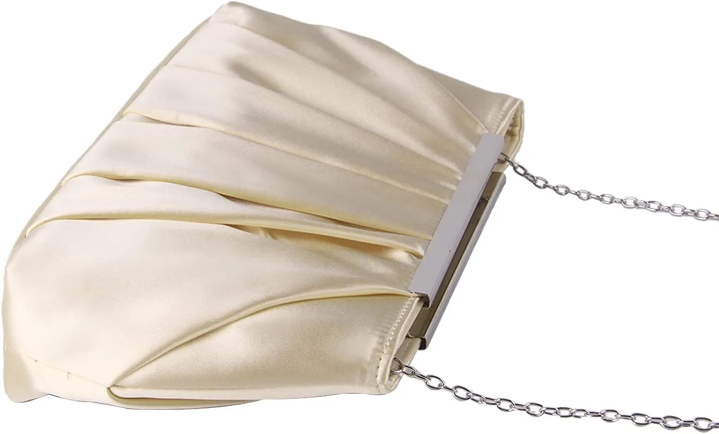 Lanpet Women's Satin Evening Clutch Bag Elegant Pleated Formal Handbag Simple Classic Purse for Women