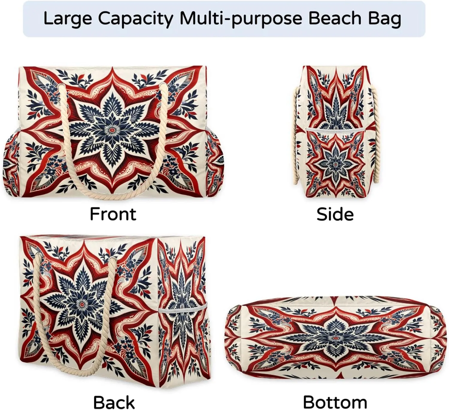 Large Beach Tote Bags with Zipper, Beach Bag for Women, Waterproof Sandproof Pool Swim Bags, Travel Tote Bag