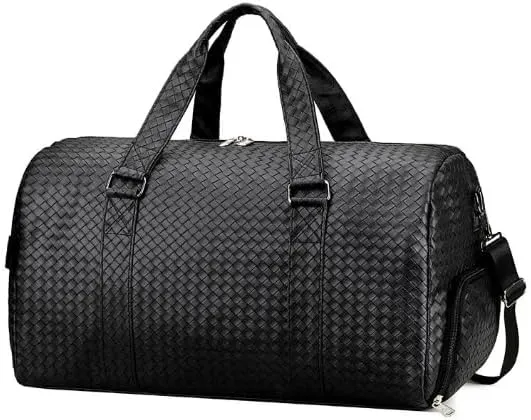 Large Capacity Leather Travel Bag Waterproof Tote Luggage Multifunctional Duffle Bags Shoulder (Brown)