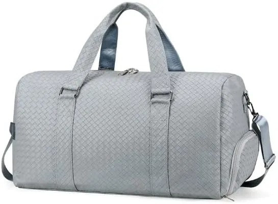 Large Capacity Leather Travel Bag Waterproof Tote Luggage Multifunctional Duffle Bags Shoulder (Pink)