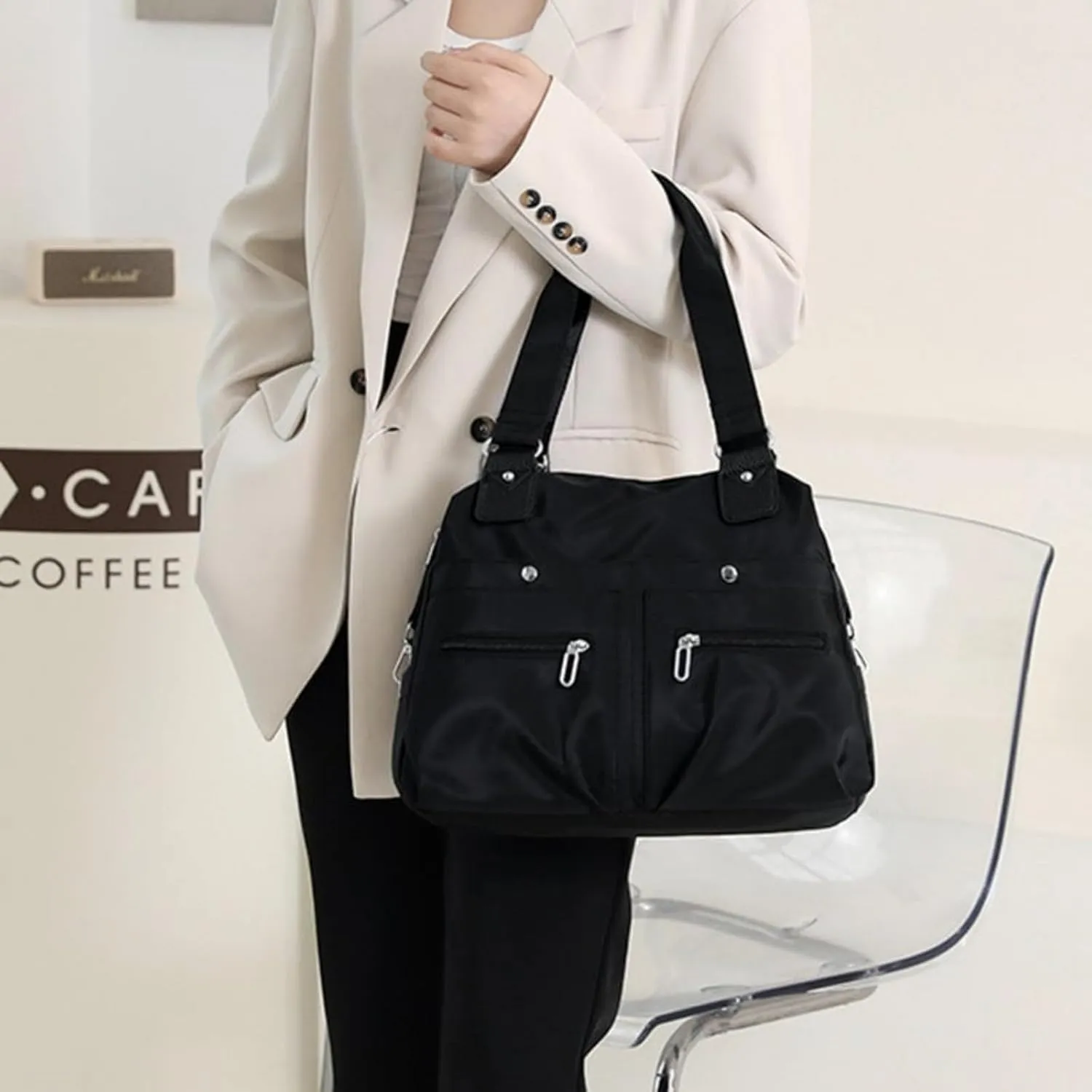 Large Capacity Shoulder Bag Multi Pocket Nylon Shoulder Bag Travel Backpack Multifunctional Bag Messenger Bag