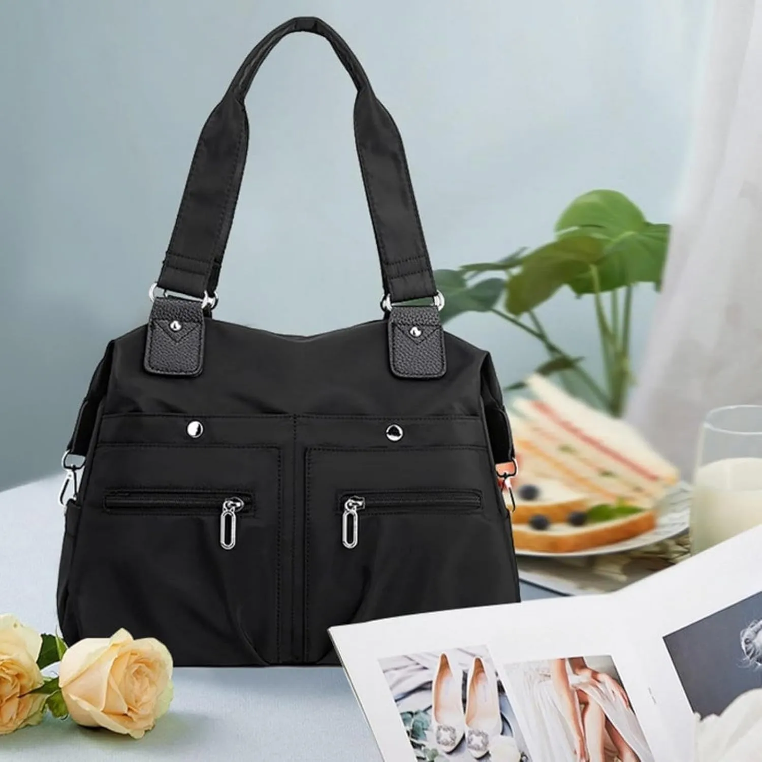 Large Capacity Shoulder Bag Multi Pocket Nylon Shoulder Bag Travel Backpack Multifunctional Bag Messenger Bag