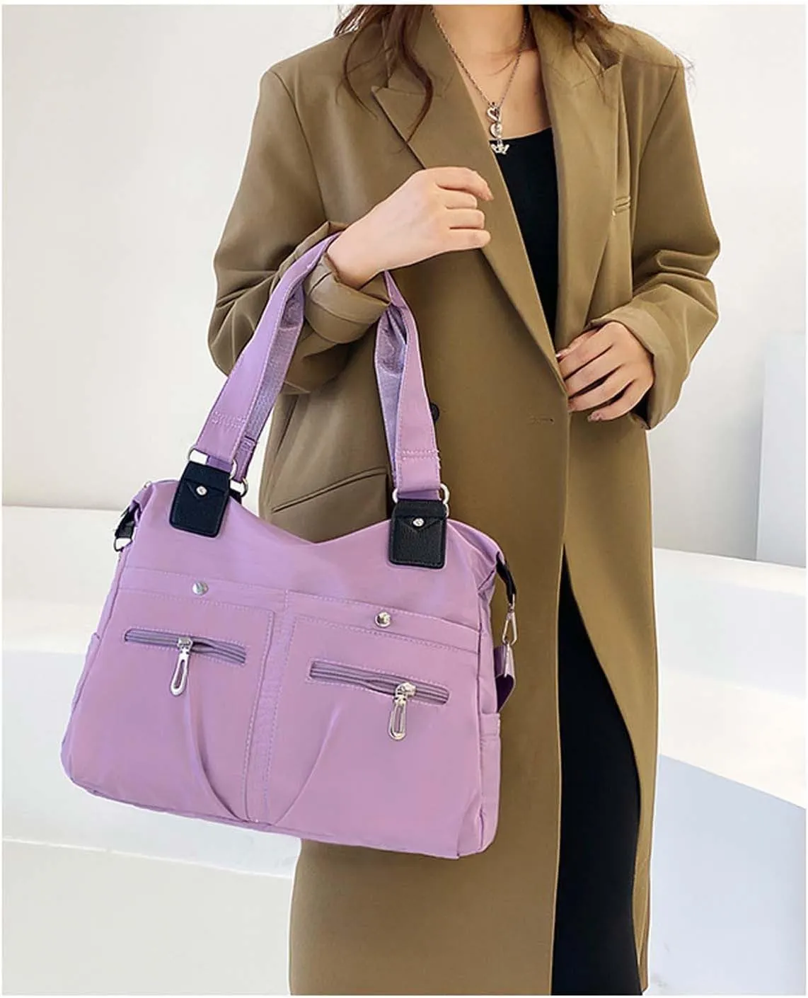 Large Capacity Shoulder Bag Multi Pocket Nylon Shoulder Bag Travel Backpack Multifunctional Bag Messenger Bag