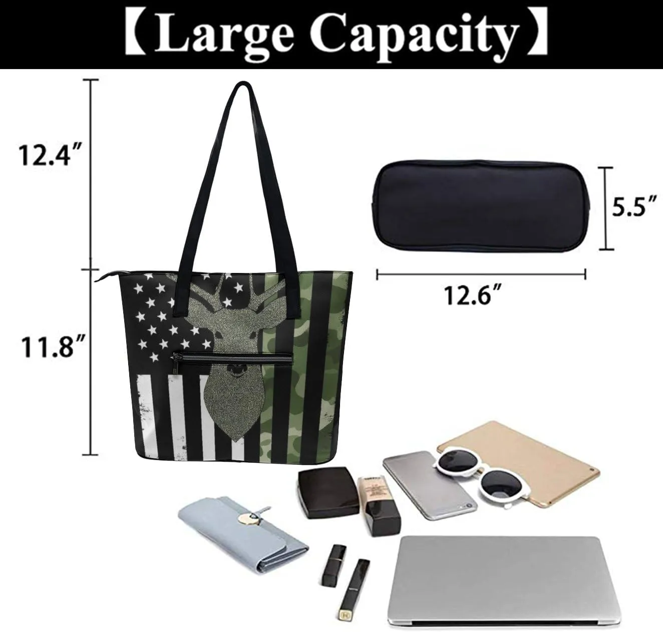 Large Capacity Tote Bag for Women, Women's Funny Lightweight Zipper Handbag for Shopping, Travel, Work