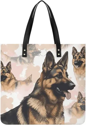 Large Grocery Bags Beach Tote German Shepherd Dog Lovers Bag for Women Shoulder Bag for Travel Work Handbag