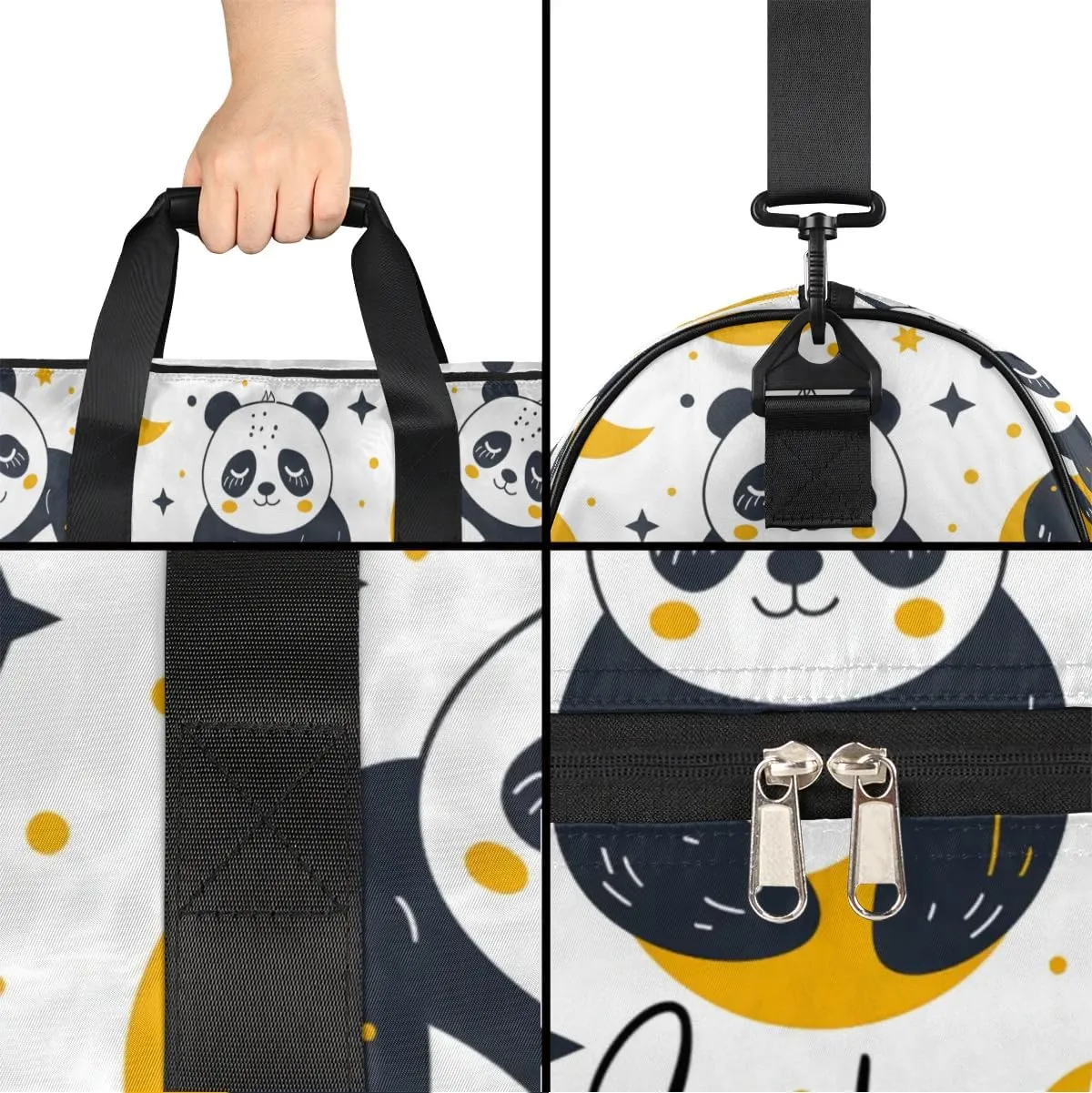 Large Gym Bag Custom Duffel Bag for Women Luggage Bag for Adults Weekender Men Football Bags for Equipment Cute Panda Travel Duffel Bag