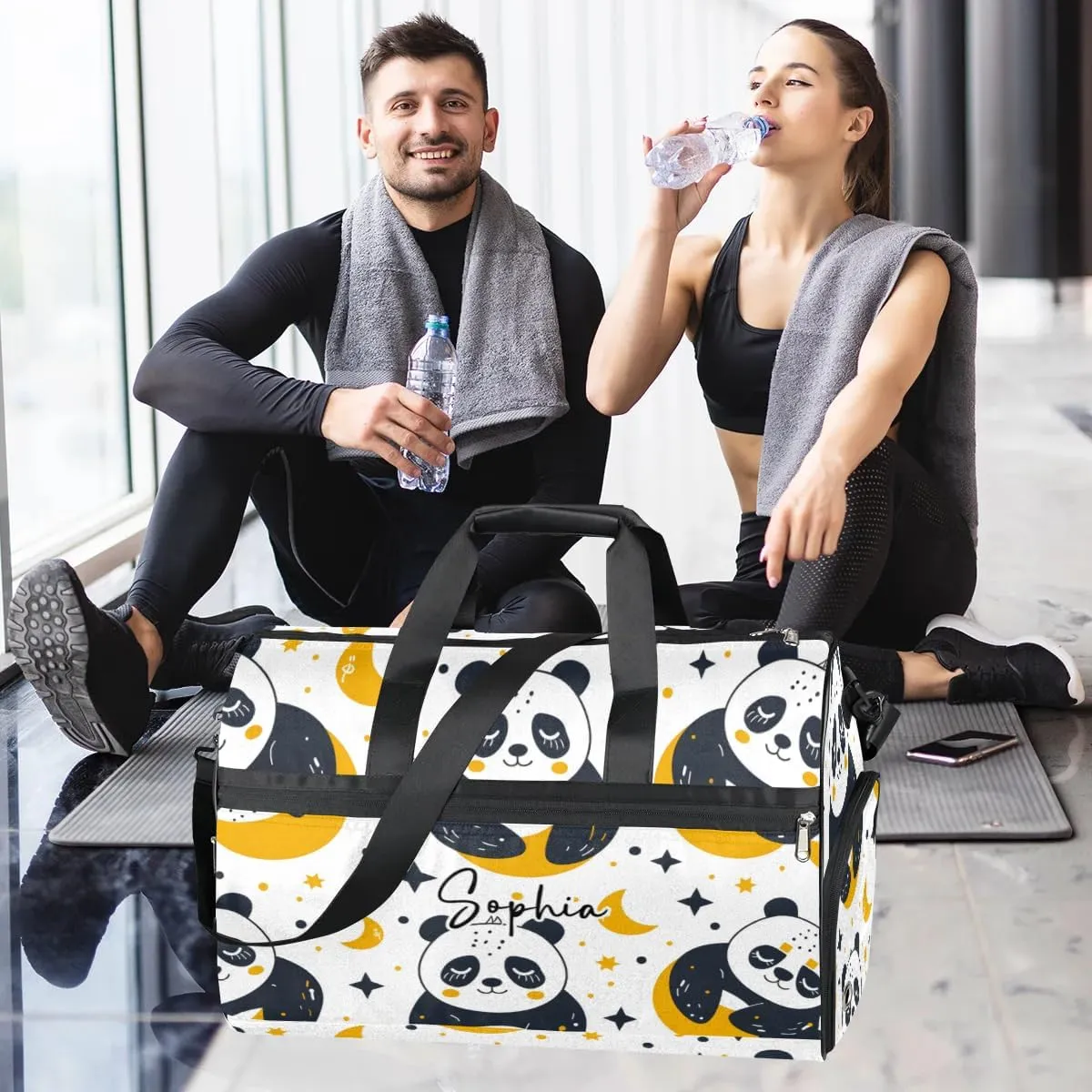 Large Gym Bag Custom Duffel Bag for Women Luggage Bag for Adults Weekender Men Football Bags for Equipment Cute Panda Travel Duffel Bag
