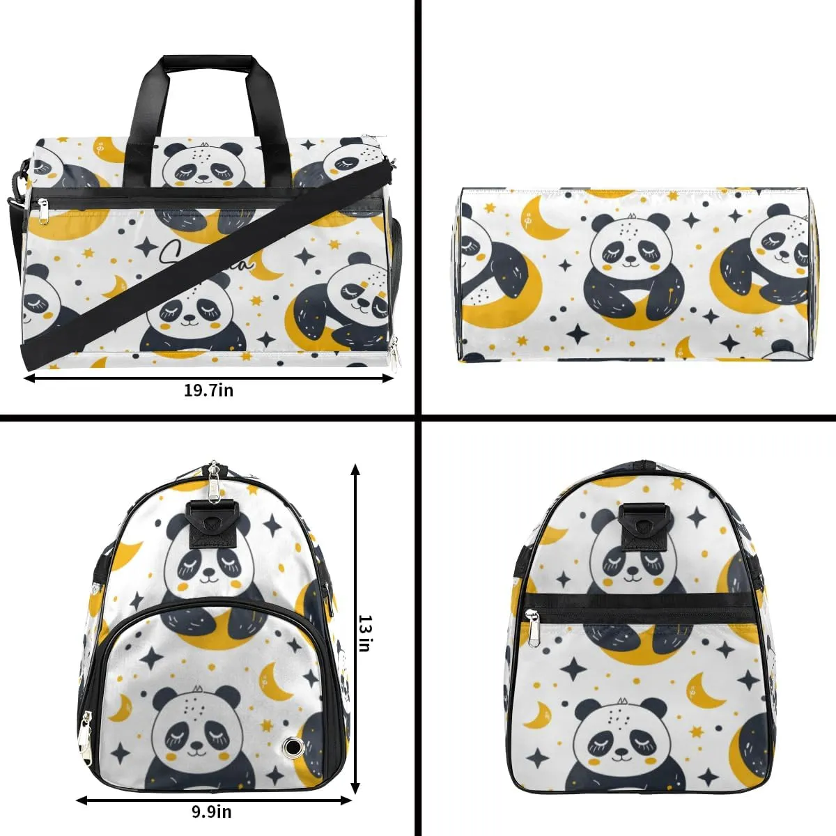 Large Gym Bag Custom Duffel Bag for Women Luggage Bag for Adults Weekender Men Football Bags for Equipment Cute Panda Travel Duffel Bag