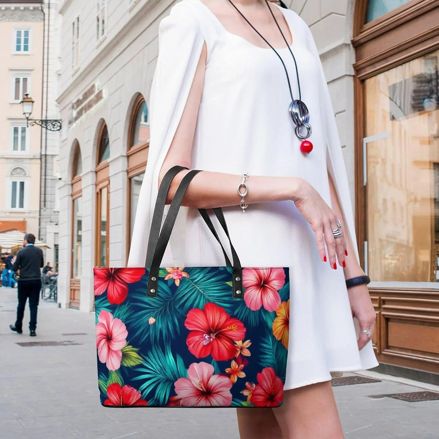 Large Leather Tote Bag Travel Work Daily Essentials Handbag For Women Men
