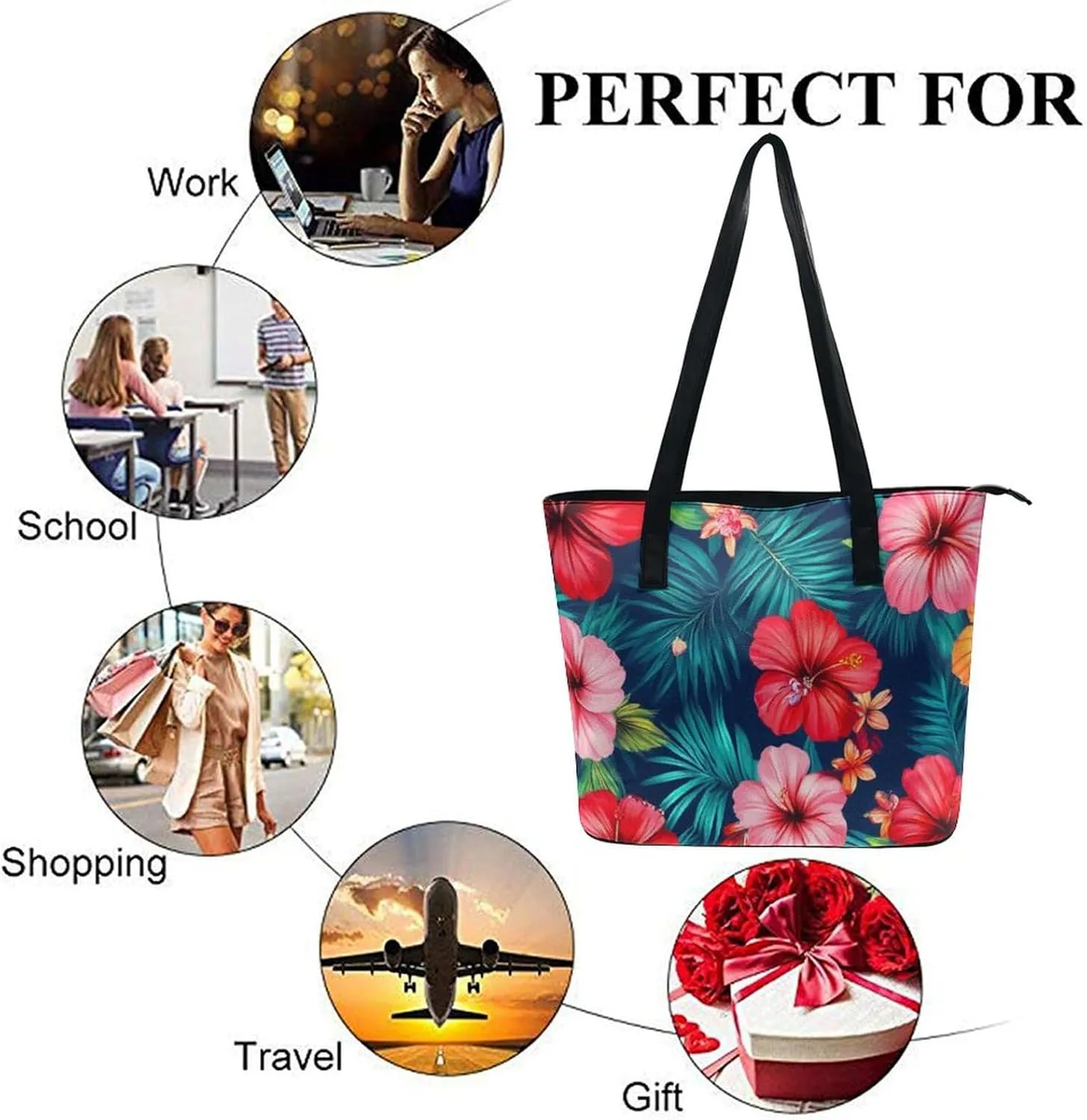 Large Leather Tote Bag Travel Work Daily Essentials Handbag For Women Men