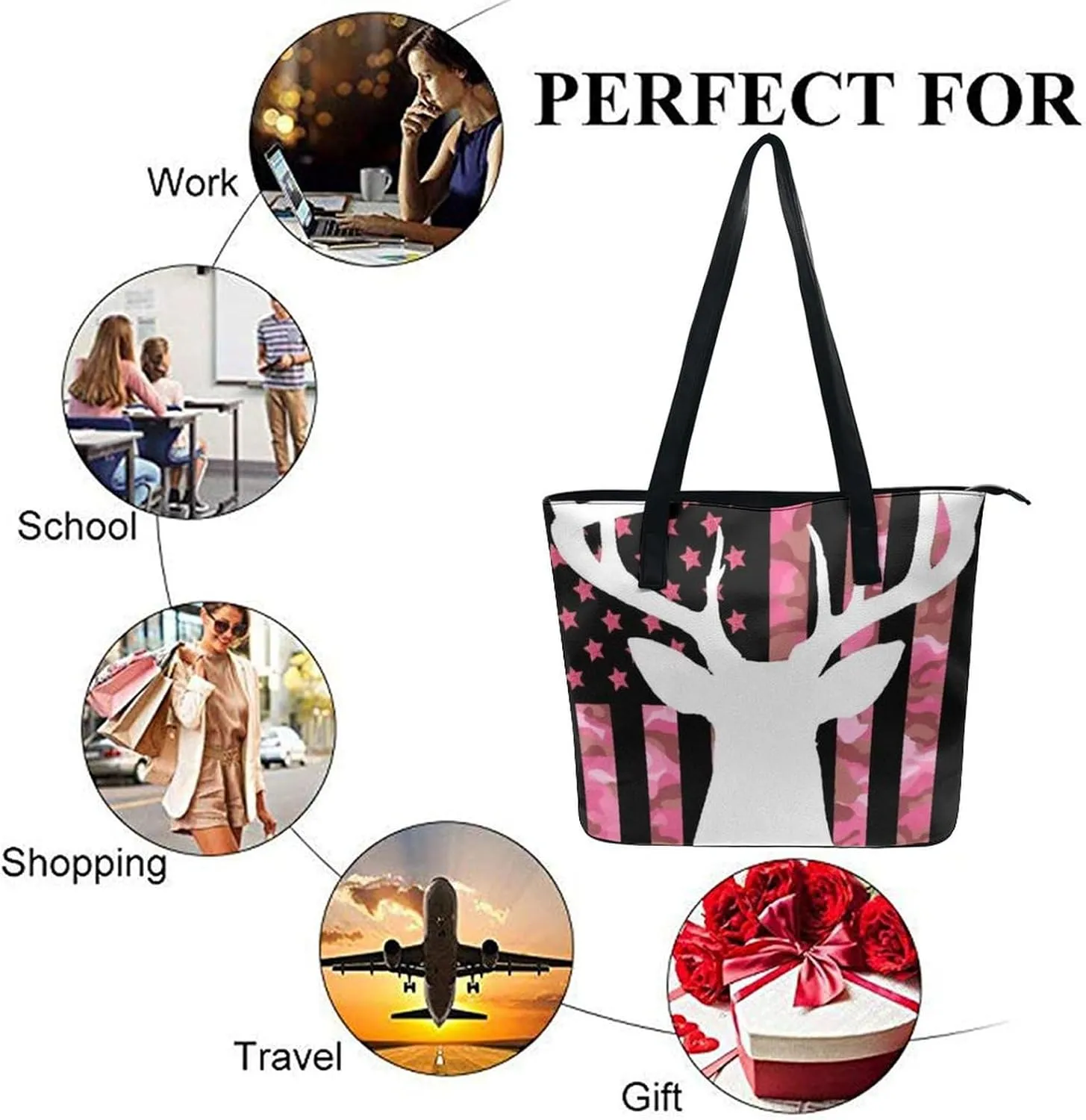 Large Leather Tote Bag Travel Work Daily Essentials Handbag For Women Men