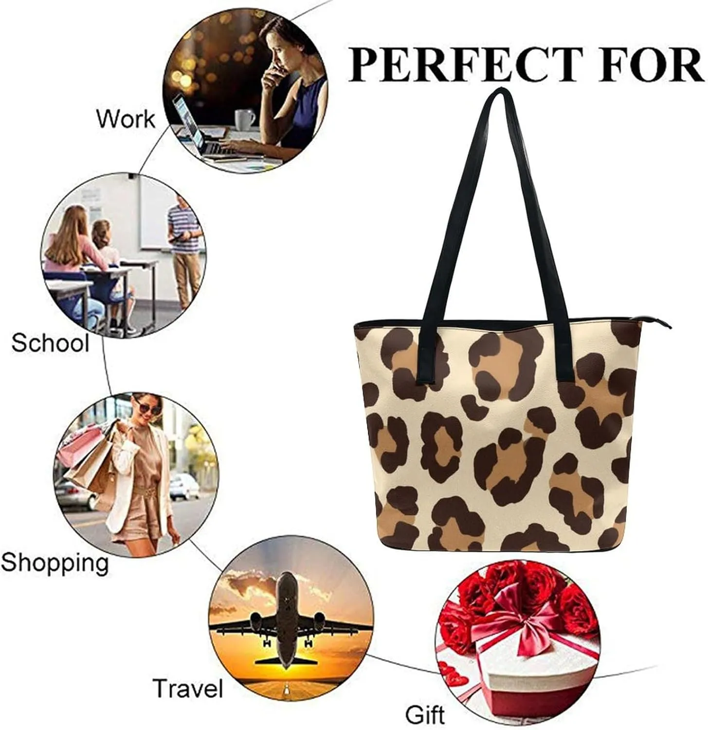 Large Leather Tote Bag Travel Work Daily Essentials Handbag For Women Men