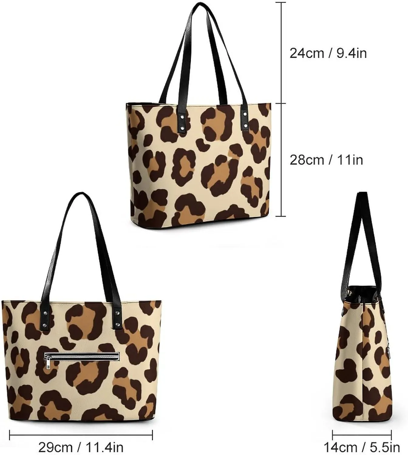Large Leather Tote Bag Travel Work Daily Essentials Handbag For Women Men