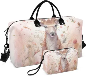 Large Travel Duffel Bag Sports Tote Gym Bag Overnight Weekender Bags Deer Elk 1 Carry On Luggage with Toiletry Bags