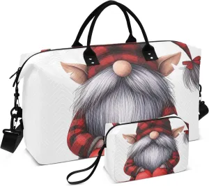 Large Travel Duffel Bag Sports Tote Gym Bag Overnight Weekender Bags Gnome Heart Dwarf Carry On Luggage with Toiletry Bags