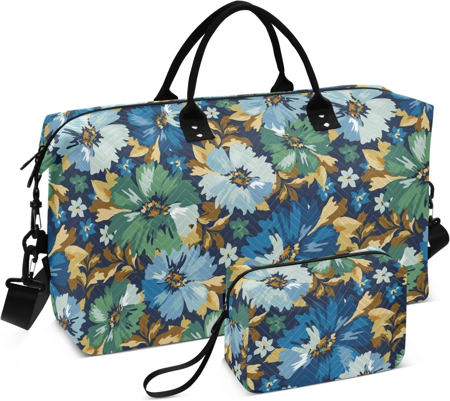 Large Travel Duffel Luggage for Women Blooming Meadow Flower Gym Bag Weekender/Overnight Duffel with Adjustable Strap for Trekking Multifunctional