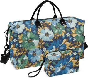Large Travel Duffel Luggage for Women Blooming Meadow Flower Gym Bag Weekender/Overnight Duffel with Adjustable Strap for Trekking Multifunctional