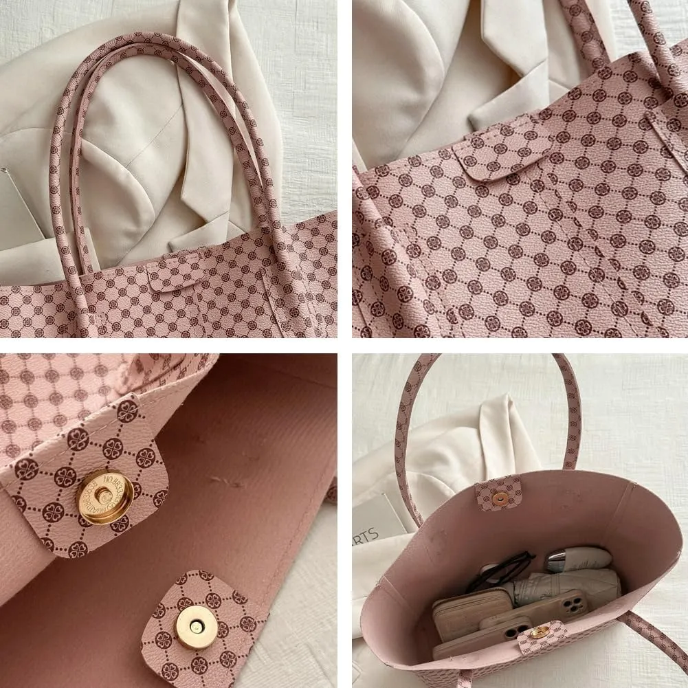 Large Vegan Leather Tote Bags Women Weekender Shoulder Bag Shopper Handbag Travel Purse