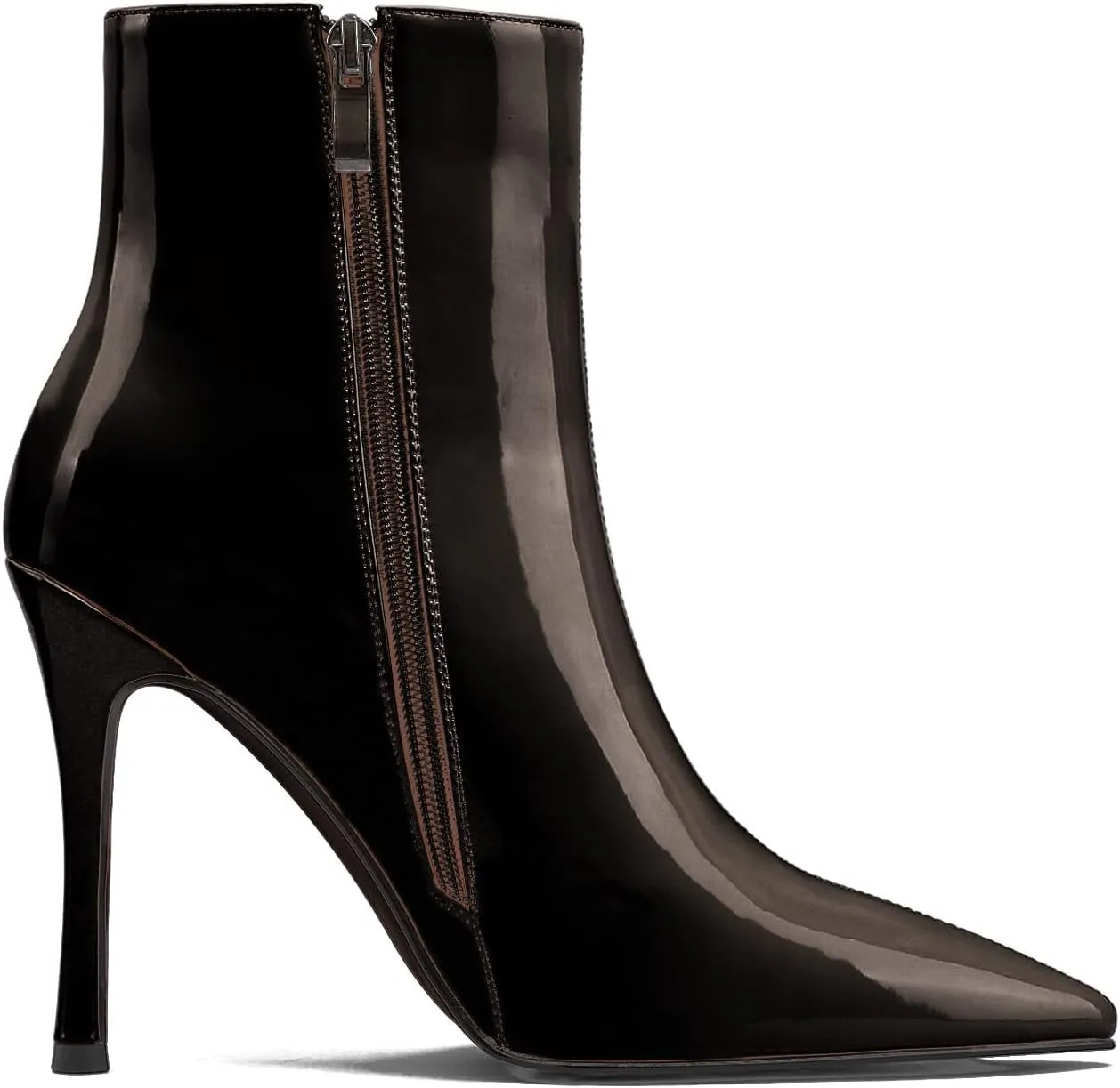 LauraVicci Women Heeled Ankle Booties Pointed Toe Stilettos Crystal Heart Rhinestones Embellished Black Booties Zipper Dress Evening Party Shoes