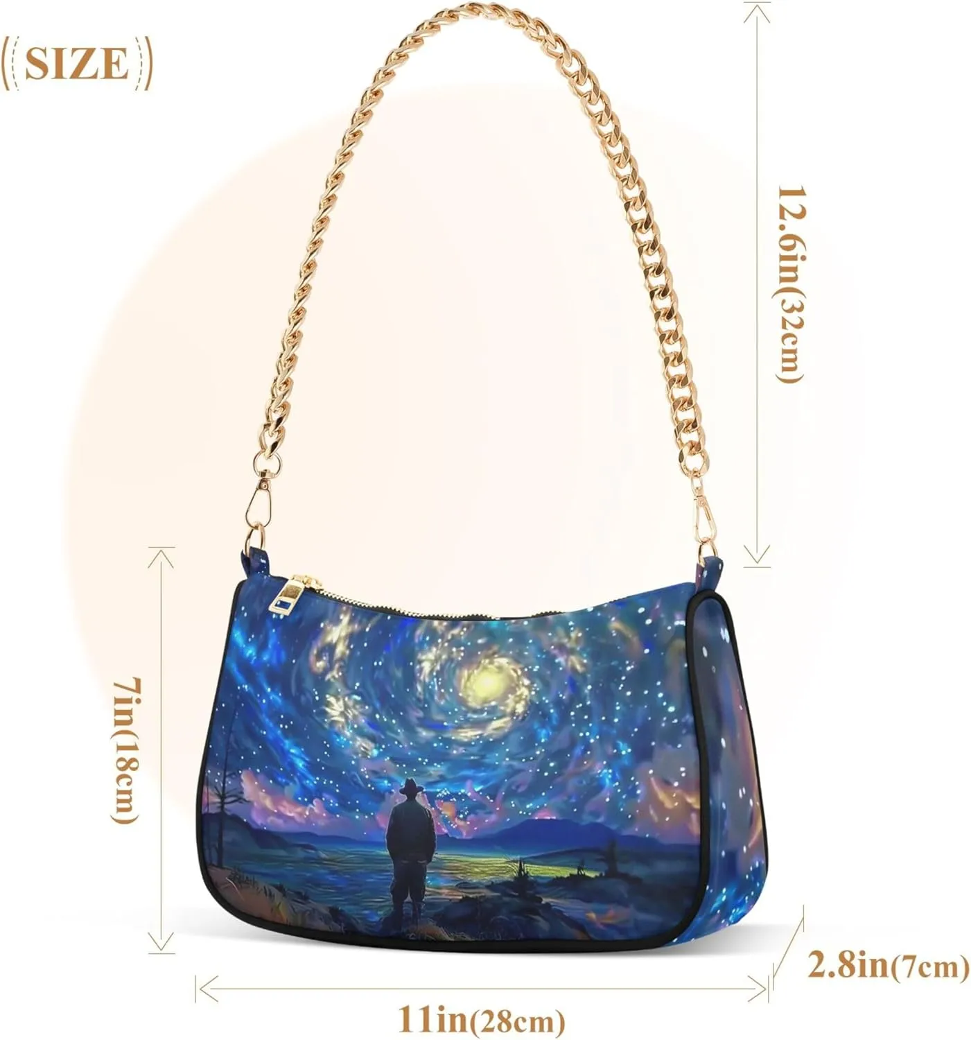 Lavender Field Stars Moon Night Womens Purse Hobo Dressy Purse Women's Designer Inspire Handbags Shoulder Purses