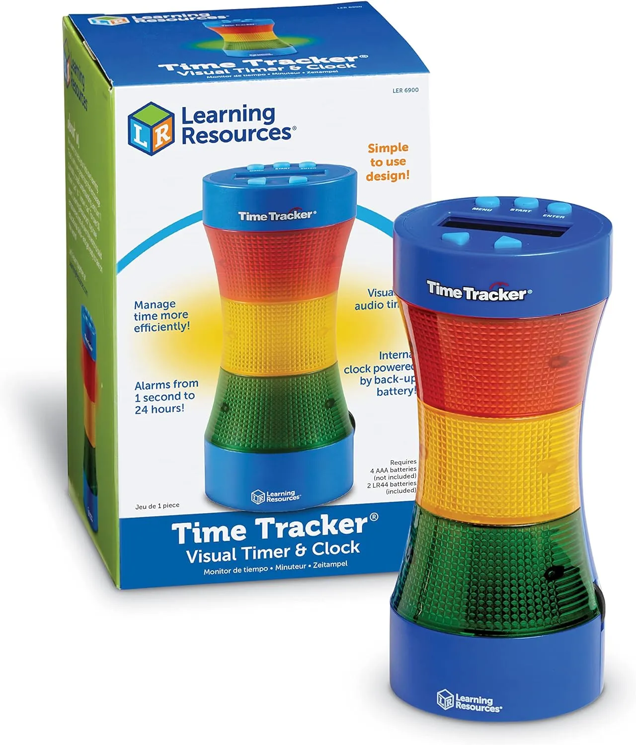 Learning Resources Time Tracker Visual Timer & Clock - 1 Piece, Classroom Tracker, Alarm Clock, Light Up Timer for Classroom, Visual Tracker
