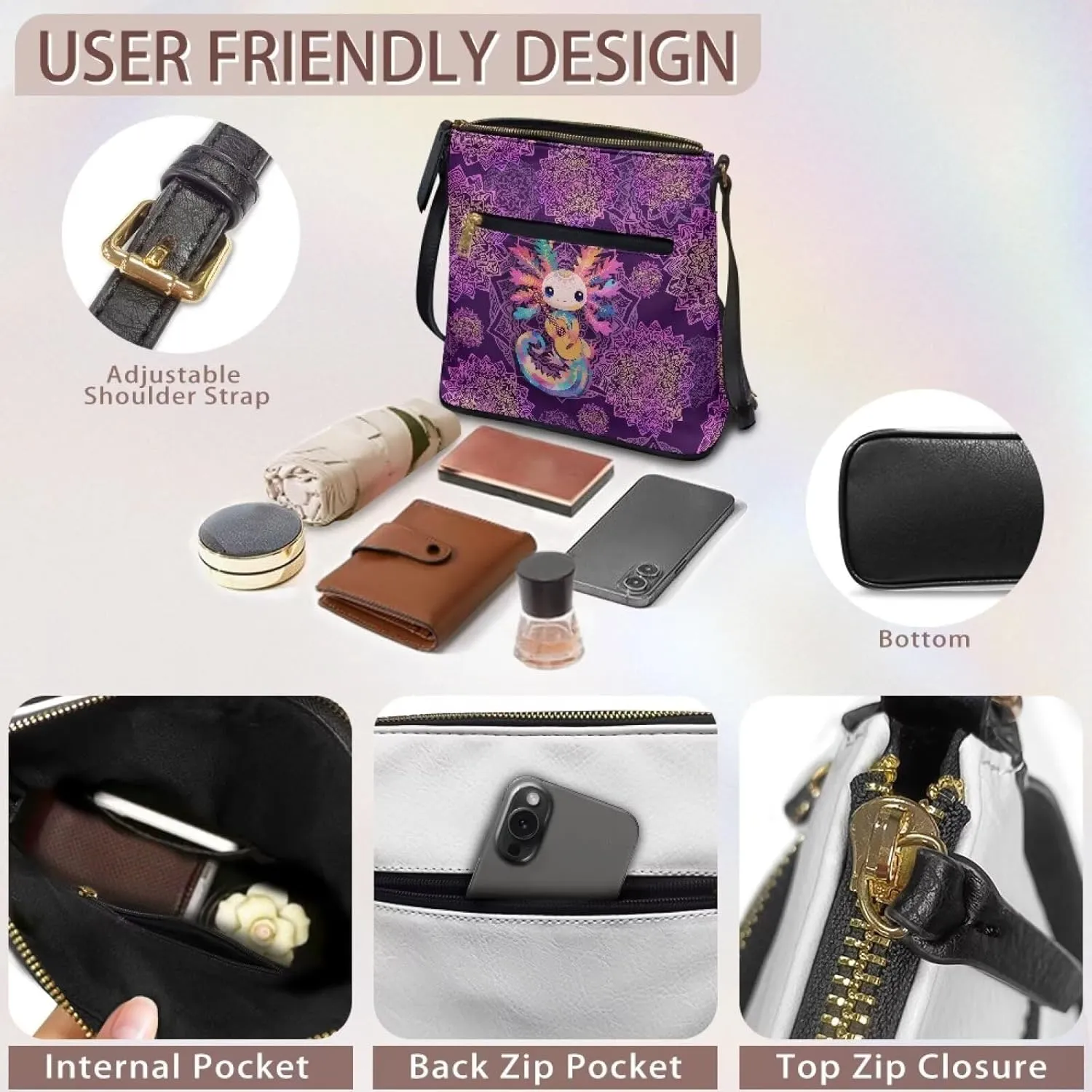 Leather Crossbody Bags for Women Large Sling Hobo Bag Trendy Messenger Bag with Zipper Closure for Dating Shopping