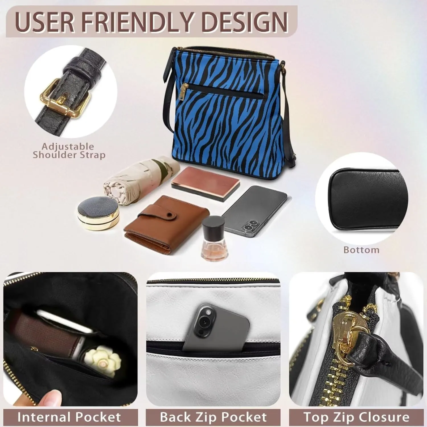Leather Crossbody Bags for Women Large Sling Hobo Bag Trendy Messenger Bag with Zipper Closure for Dating Shopping