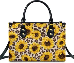 Leather Handbag for Women, Fashion Casual Sunflower Crossbody Bag for Women Ladies Gift for Work Business Travel Shopping