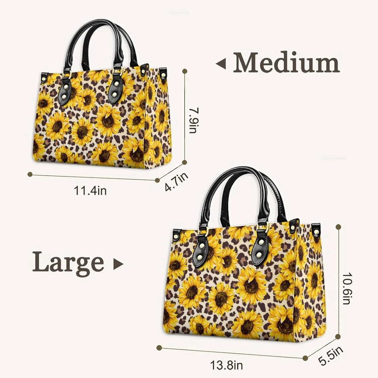 Leather Handbag for Women, Fashion Casual Sunflower Crossbody Bag for Women Ladies Gift for Work Business Travel Shopping