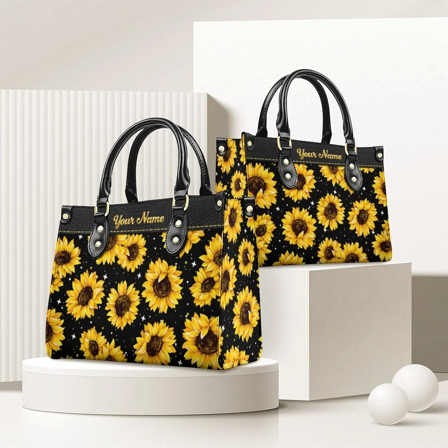 Leather Handbag for Women, Fashion Casual Sunflower Crossbody Bag for Women Ladies Gift for Work Business Travel Shopping