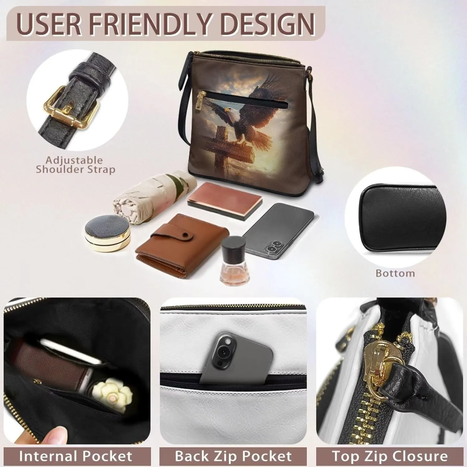 Leather Shoulder Bag for Women Casual Crossbody Bags for Women Handbags Hobo Purses for Shopping